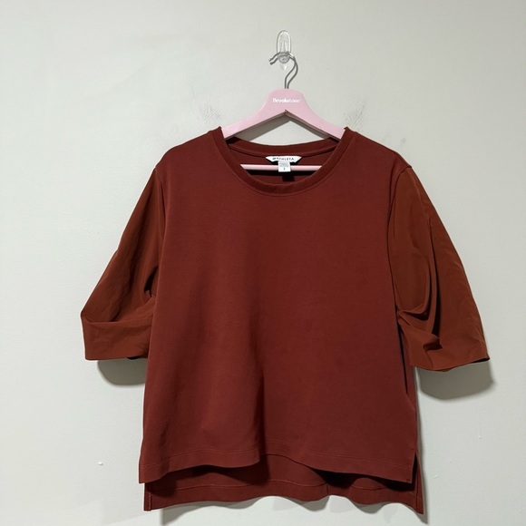Athleta Harlow Hybrid Tee Ancient Mahogany Brown Size Small - Picture 6 of 8